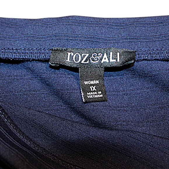 Roz & Ali Navy Blue Ribbed Knit Pencil Skirt - Picture 7 of 7